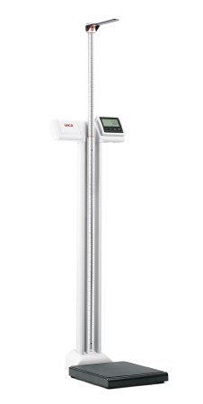 Scale Digital eye level display Column Scale with mechanical measuring Height Rod seca® 777 Digital Display 550 lbs. / 250 kg Capacity White Battery Operated by Seca Corporation  ID 7771821009